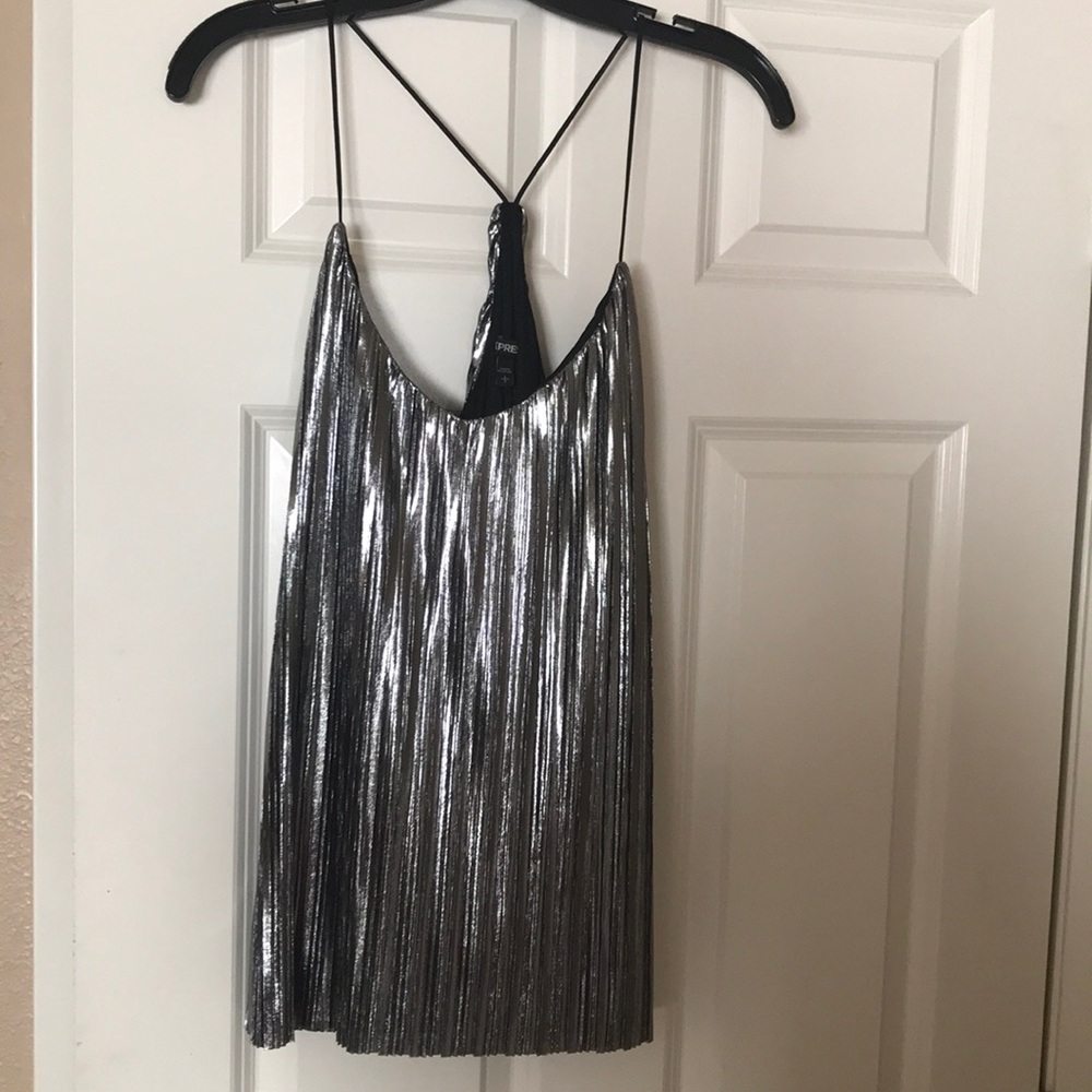 Express silver pleated shirt, new